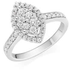 Beaverbrooks Platinum Diamond Marquise Cluster Halo Ring