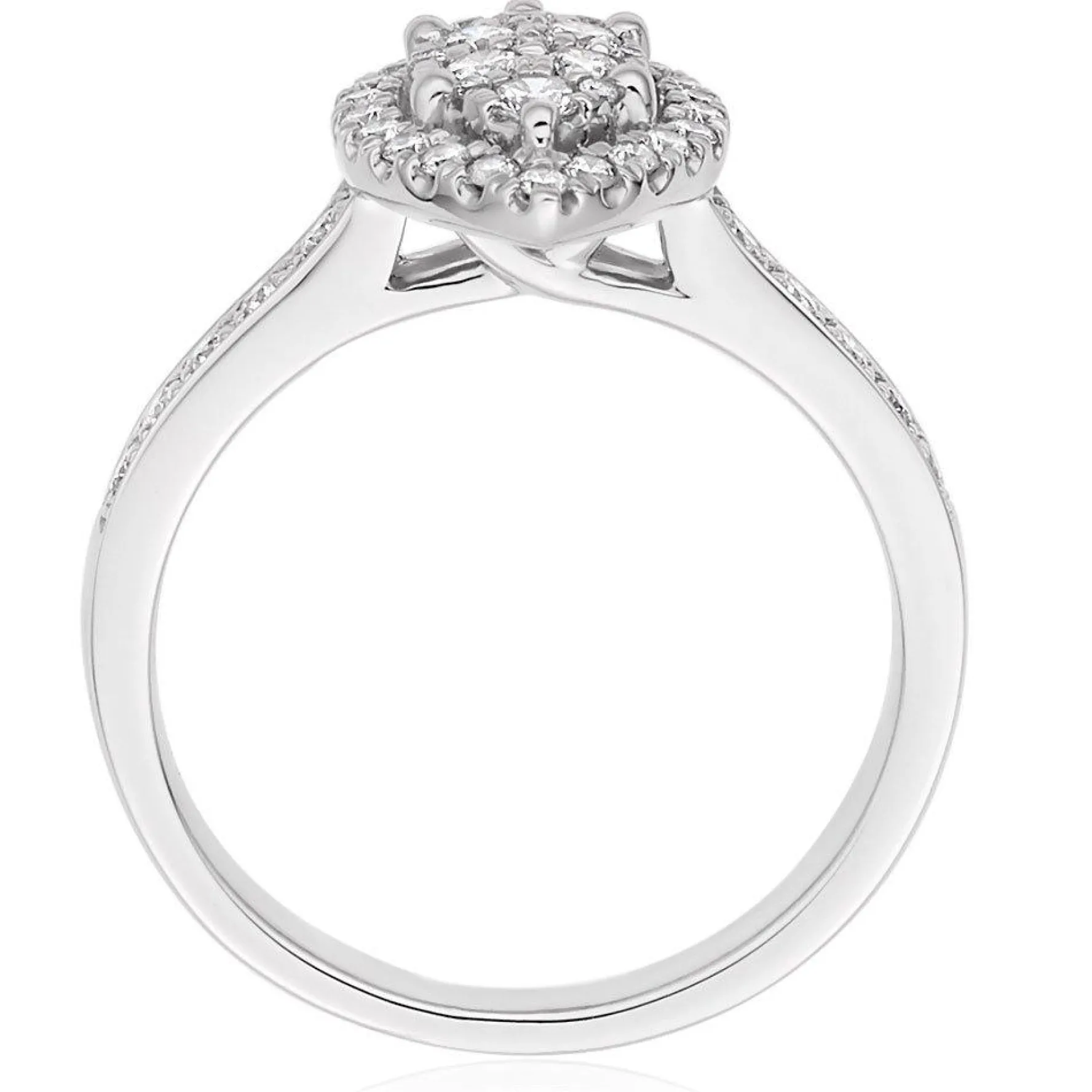 Beaverbrooks Platinum Diamond Marquise Cluster Halo Ring