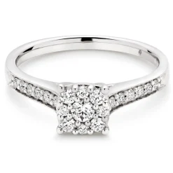Beaverbrooks Platinum Diamond Cluster Engagement Ring