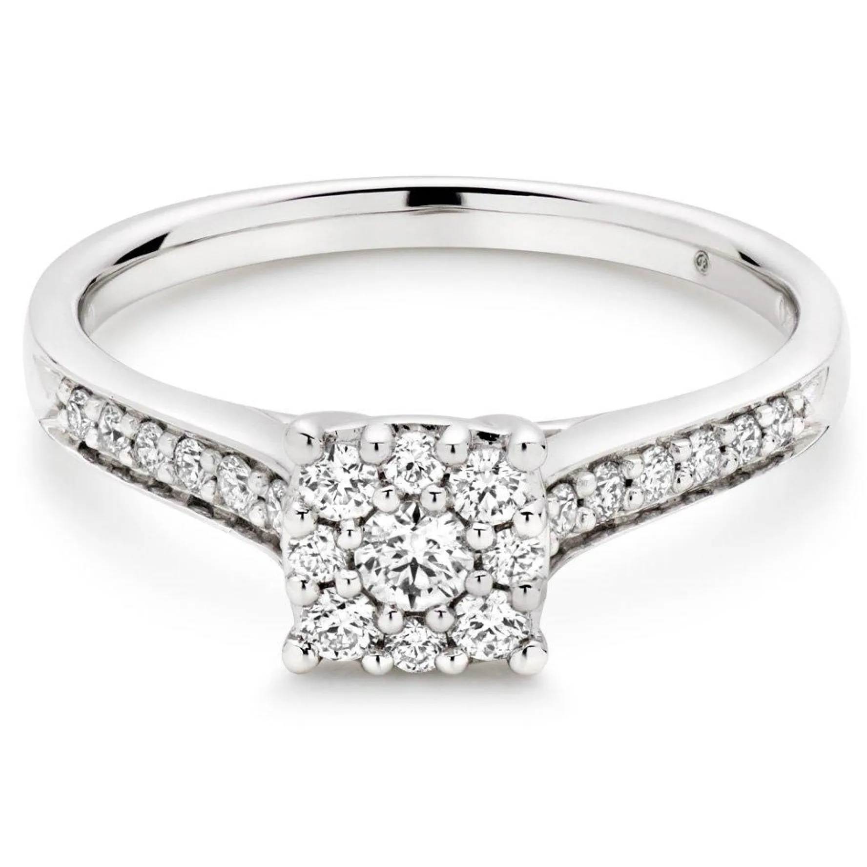 Beaverbrooks Platinum Diamond Cluster Engagement Ring