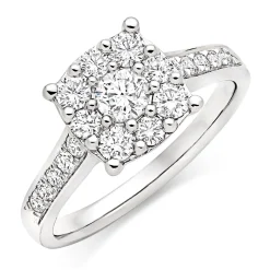 Beaverbrooks Platinum Diamond Cluster Engagement Ring