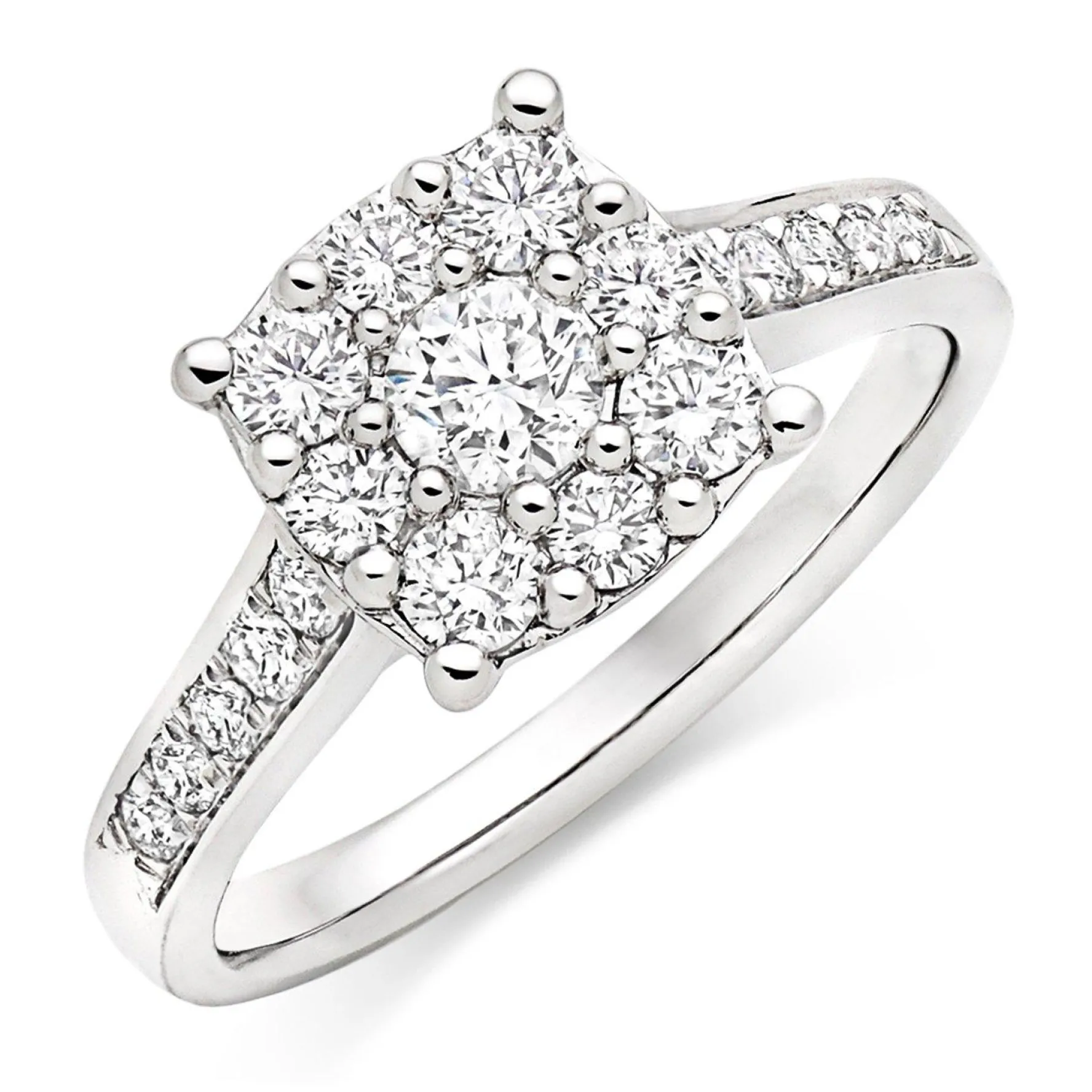 Beaverbrooks Platinum Diamond Cluster Engagement Ring
