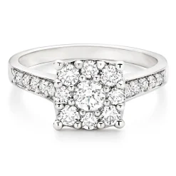 Beaverbrooks Platinum Diamond Cluster Engagement Ring