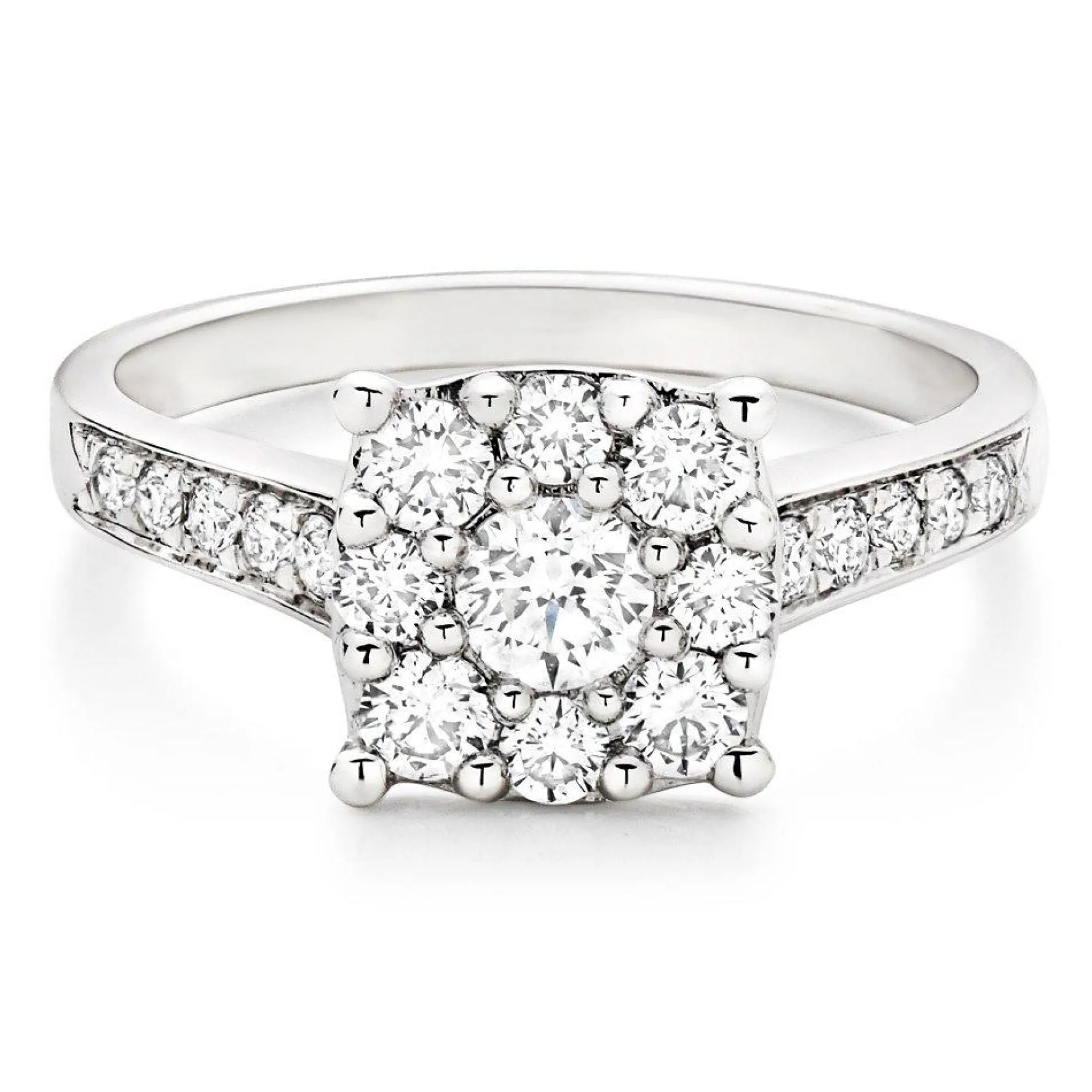 Beaverbrooks Platinum Diamond Cluster Engagement Ring