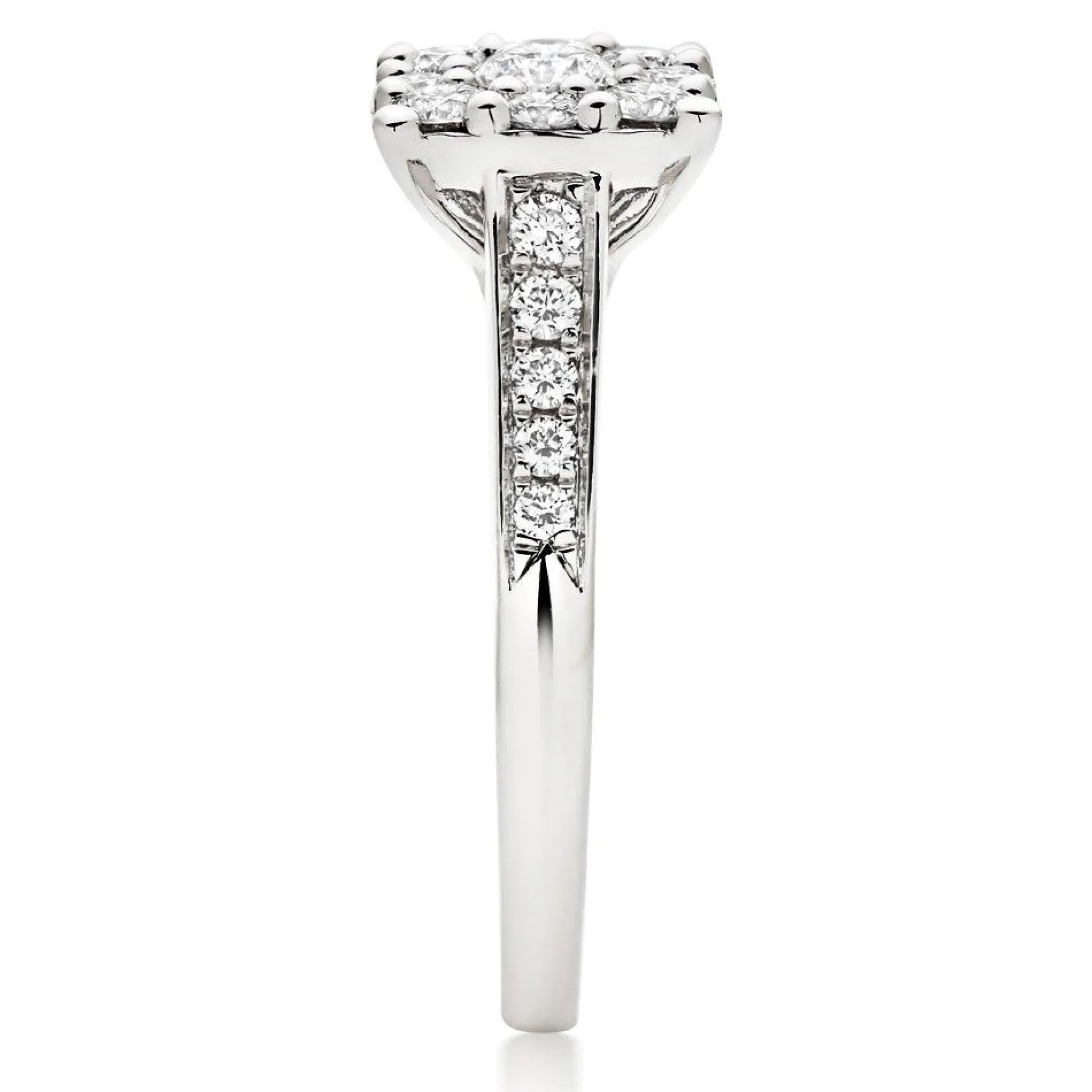 Beaverbrooks Platinum Diamond Cluster Engagement Ring