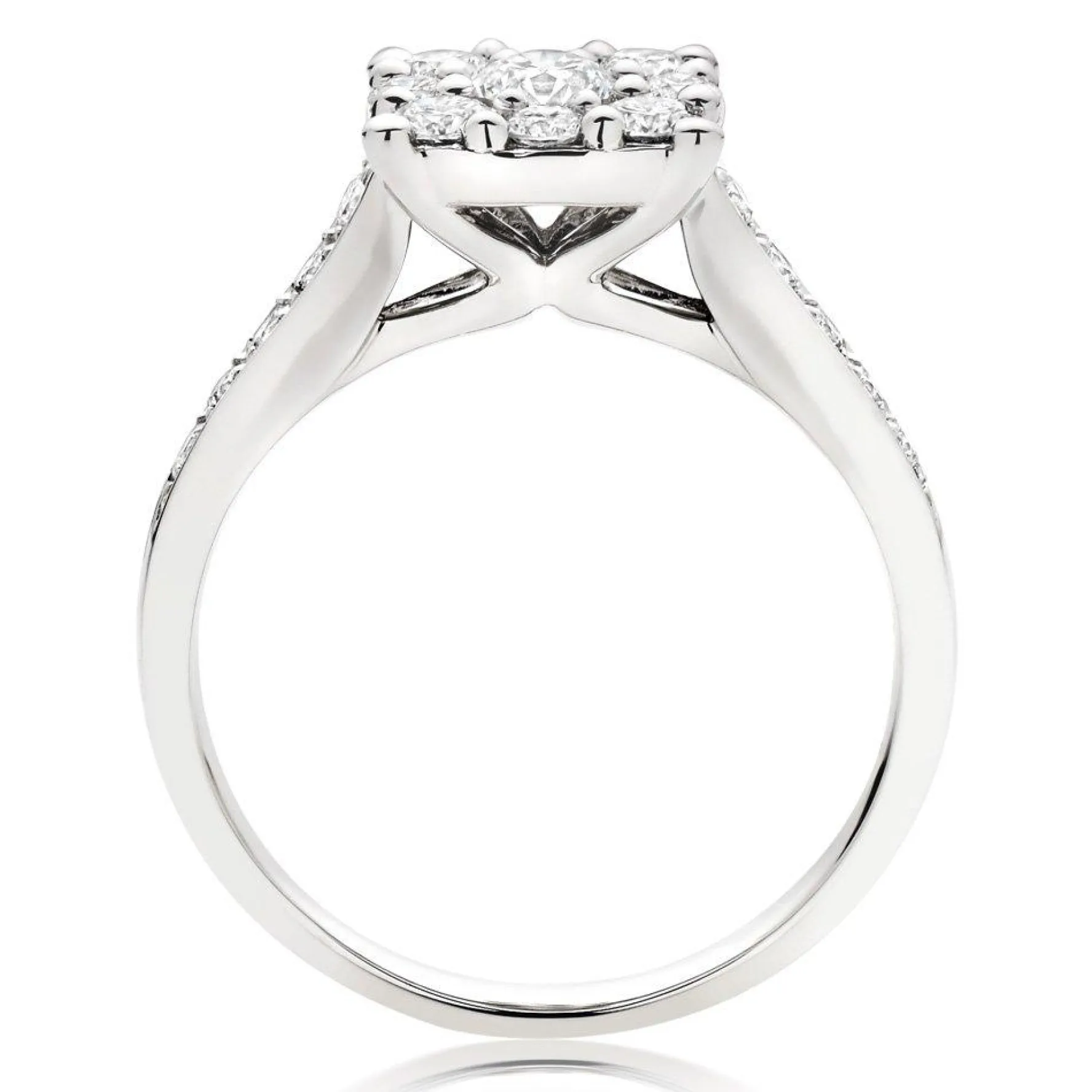 Beaverbrooks Platinum Diamond Cluster Engagement Ring