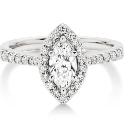 Beaverbrooks Platinum Diamond Marquise Cut Halo Ring