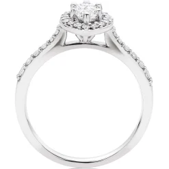 Beaverbrooks Platinum Diamond Marquise Cut Halo Ring