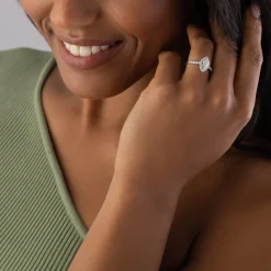 Beaverbrooks Platinum Diamond Marquise Cut Halo Ring