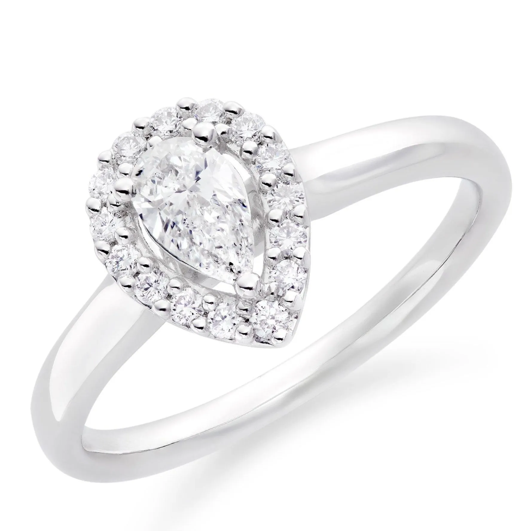 Beaverbrooks Platinum Diamond Pear Shaped Halo Ring
