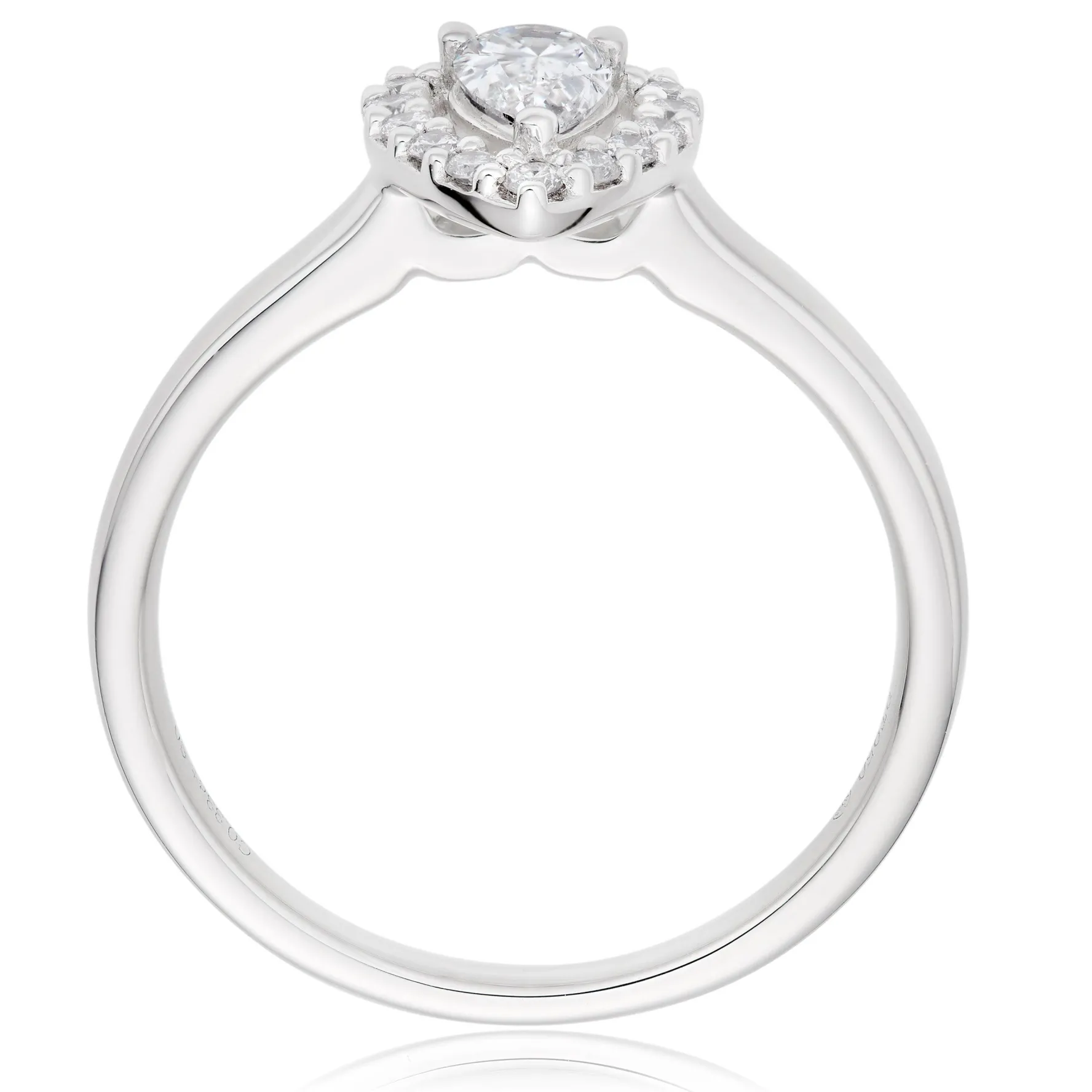 Beaverbrooks Platinum Diamond Pear Shaped Halo Ring