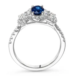 Beaverbrooks Platinum Diamond Blue Sapphire Halo Engagement Ring