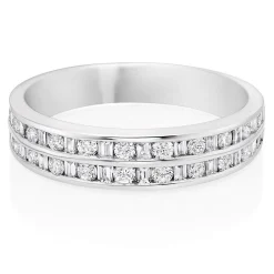 Beaverbrooks Platinum Diamond Two Row Half Eternity Ring