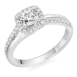 Beaverbrooks Platinum Diamond Cushion Cut Halo Ring