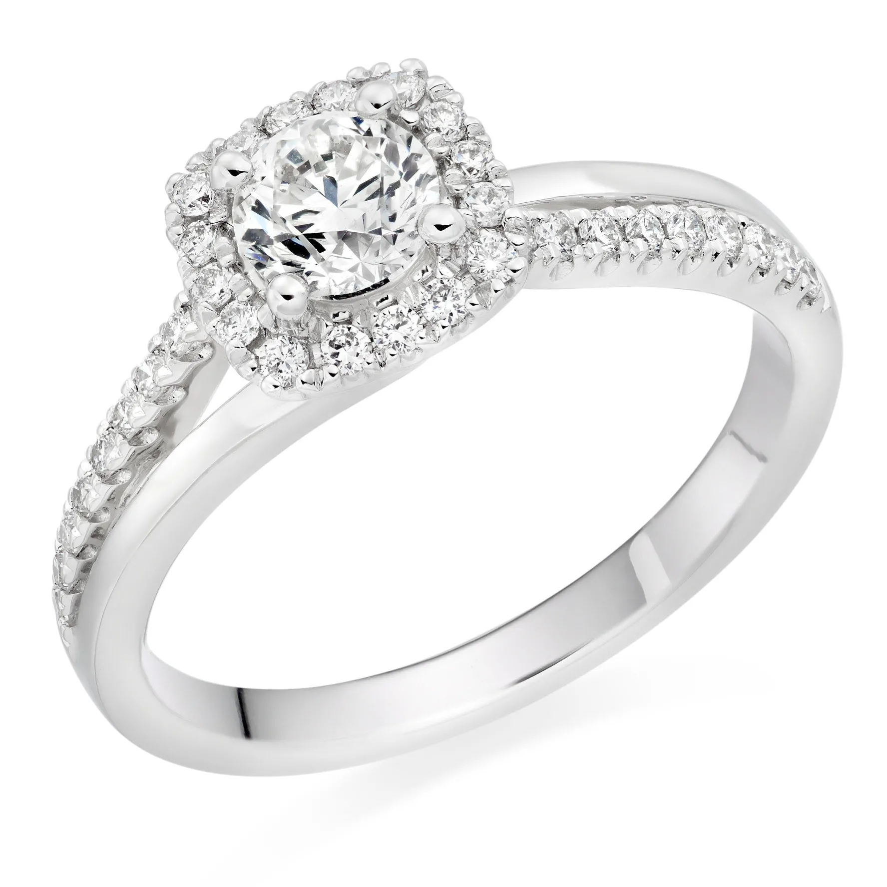 Beaverbrooks Platinum Diamond Cushion Cut Halo Ring