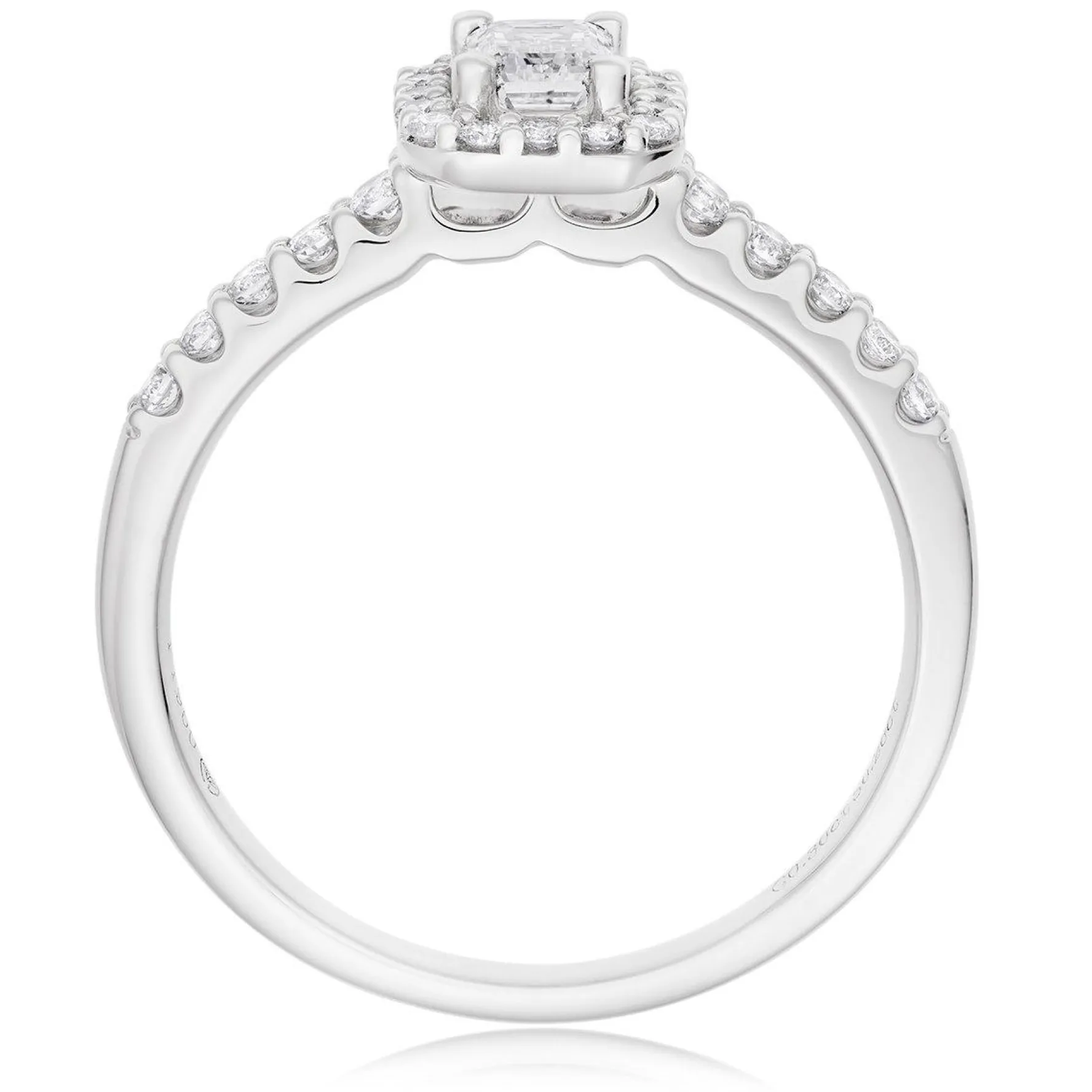 Beaverbrooks Platinum Diamond Emerald Cut Halo Ring