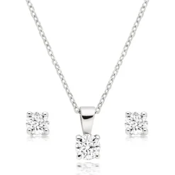 Beaverbrooks Platinum Diamond Pendant and Earrings Set