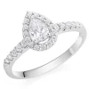 Beaverbrooks Platinum Diamond Pear Shaped Halo Ring
