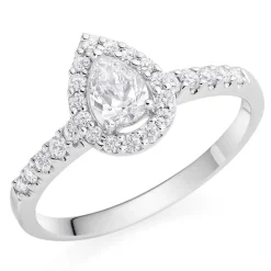 Beaverbrooks Platinum Diamond Pear Shaped Halo Ring