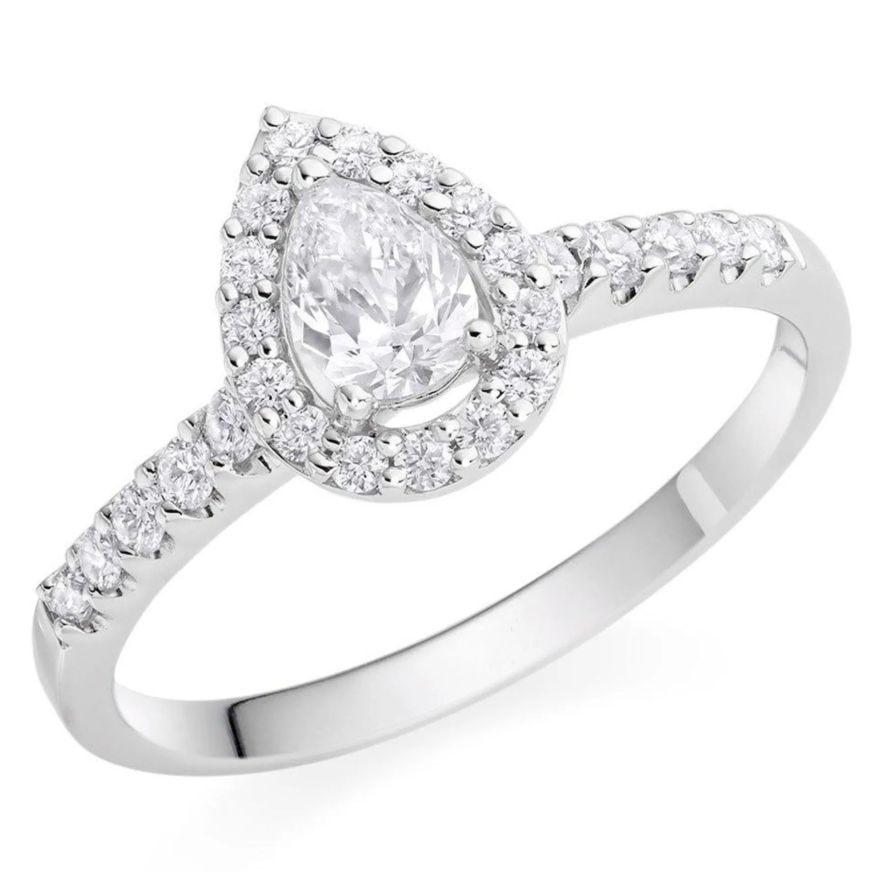 Beaverbrooks Platinum Diamond Pear Shaped Halo Ring