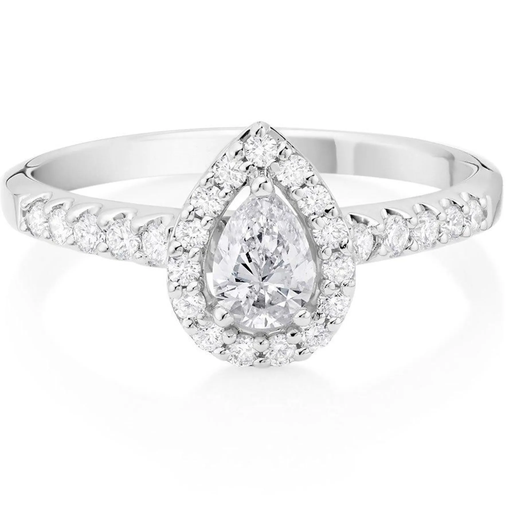 Beaverbrooks Platinum Diamond Pear Shaped Halo Ring