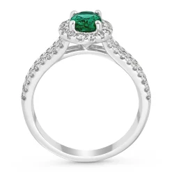 Beaverbrooks Platinum Diamond Emerald Halo Ring