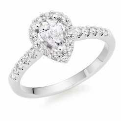 Beaverbrooks Platinum Diamond Pear Shaped Halo Ring