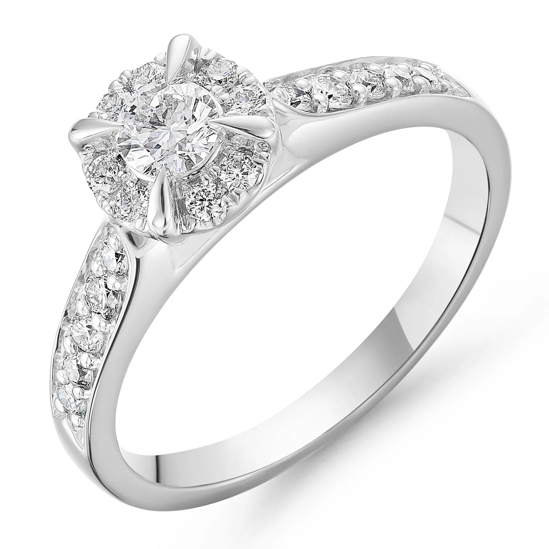 Beaverbrooks Platinum Diamond Halo Engagement Ring