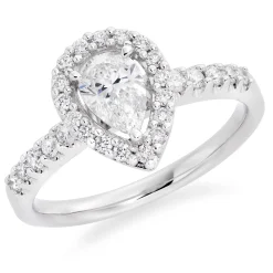 Beaverbrooks Platinum Diamond Pear Shaped Halo Ring