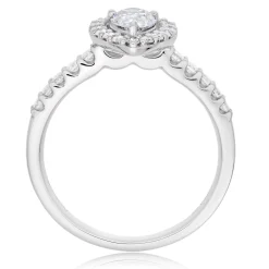 Beaverbrooks Platinum Diamond Pear Shaped Halo Ring