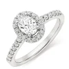Beaverbrooks Platinum Diamond Oval Cut Halo Ring
