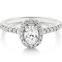 Beaverbrooks Platinum Diamond Oval Cut Halo Ring