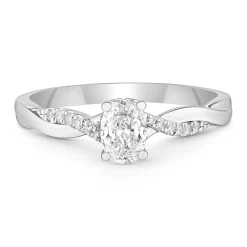 Beaverbrooks Platinum Diamond Oval Shaped Engagement Ring