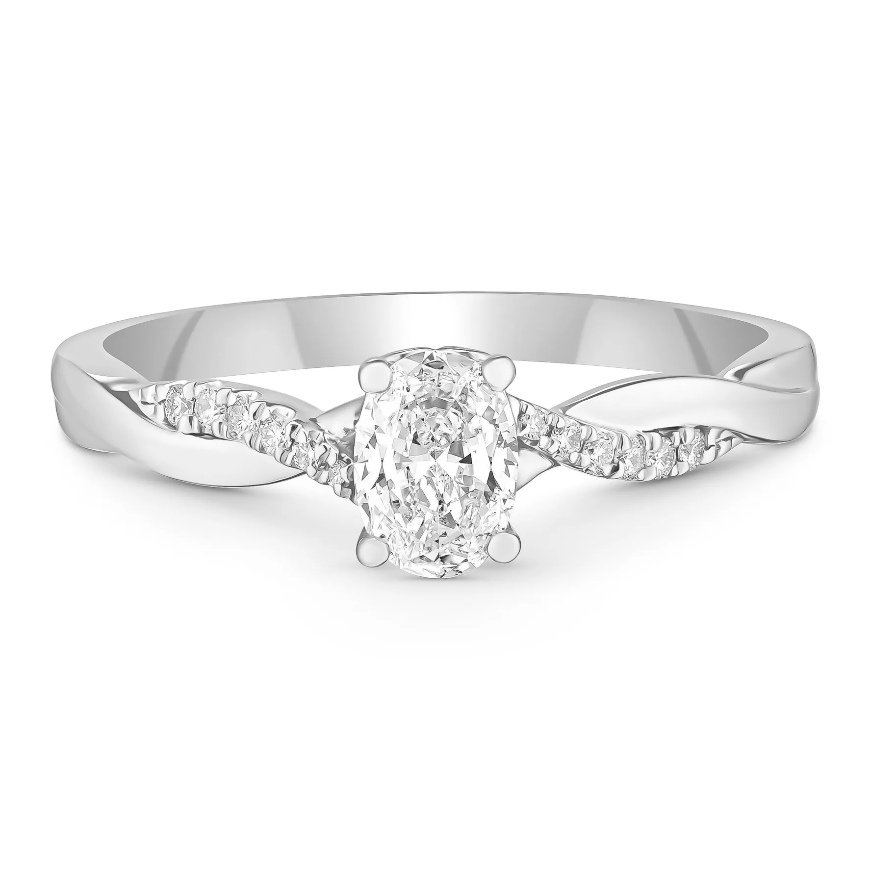 Beaverbrooks Platinum Diamond Oval Shaped Engagement Ring