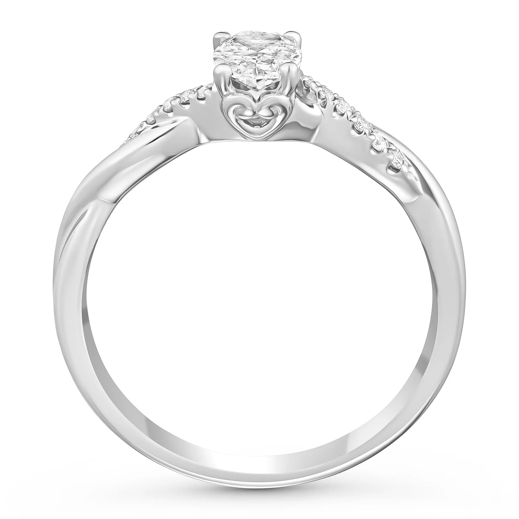 Beaverbrooks Platinum Diamond Oval Shaped Engagement Ring