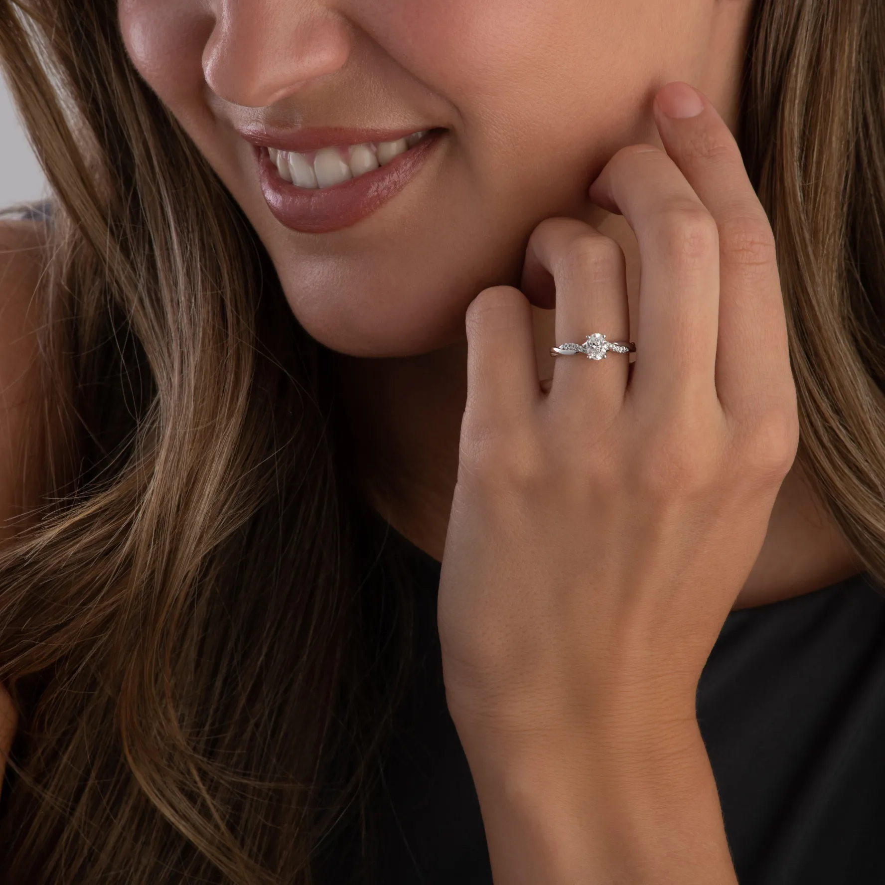 Beaverbrooks Platinum Diamond Oval Shaped Engagement Ring