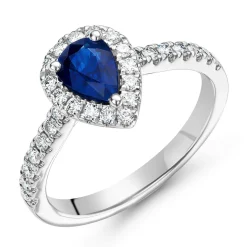 Beaverbrooks Platinum Diamond Sapphire Halo Engagement Ring