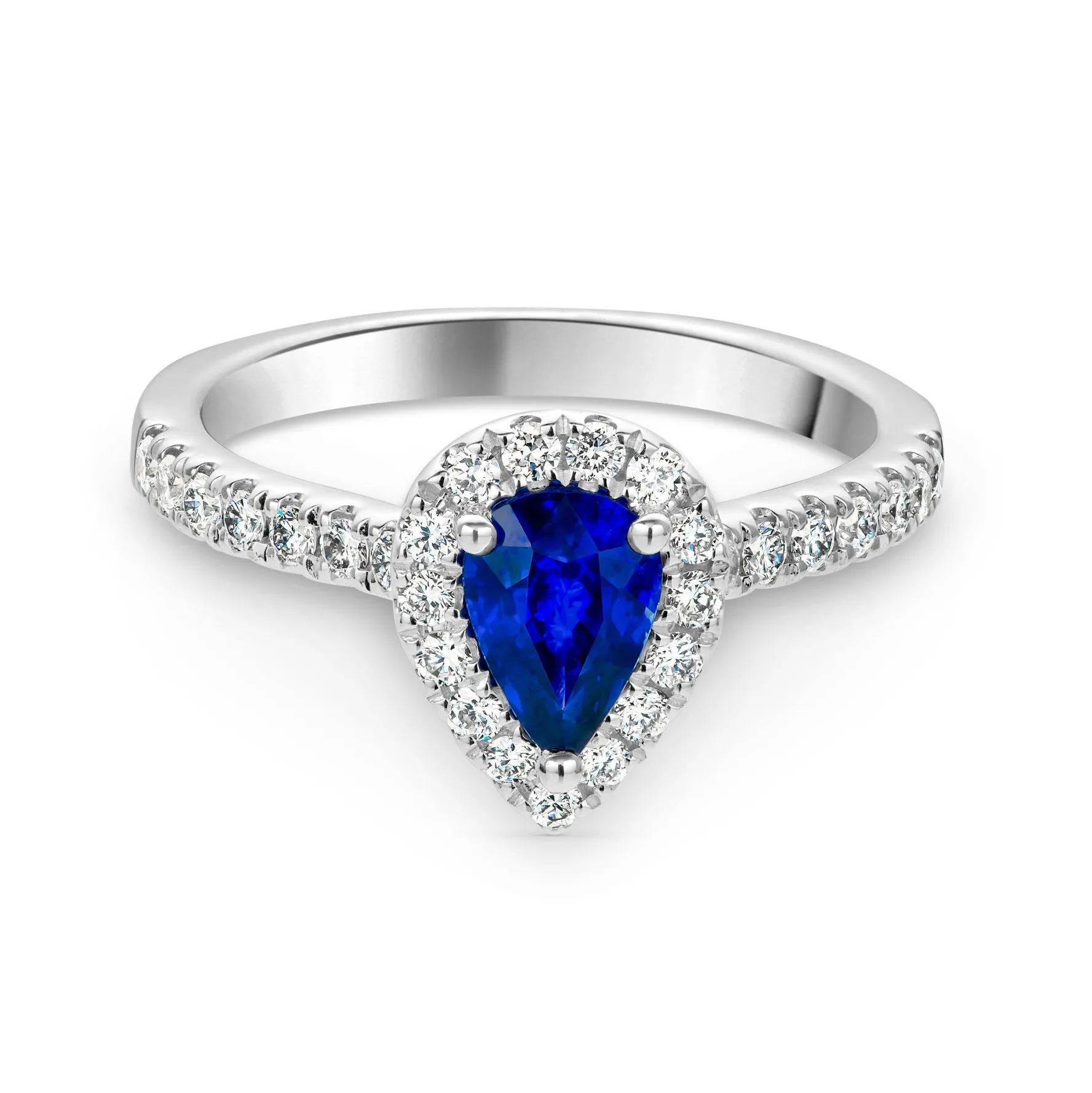 Beaverbrooks Platinum Diamond Sapphire Halo Engagement Ring