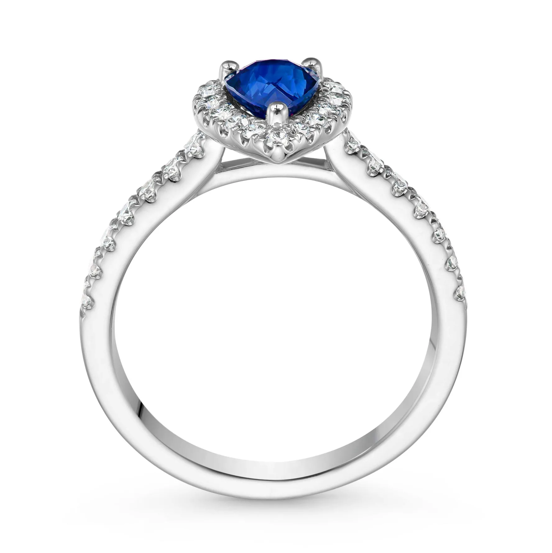 Beaverbrooks Platinum Diamond Sapphire Halo Engagement Ring