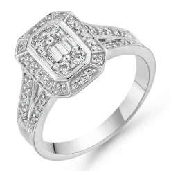 Beaverbrooks Platinum Diamond Cluster Engagement Ring