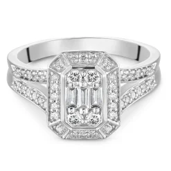 Beaverbrooks Platinum Diamond Cluster Engagement Ring