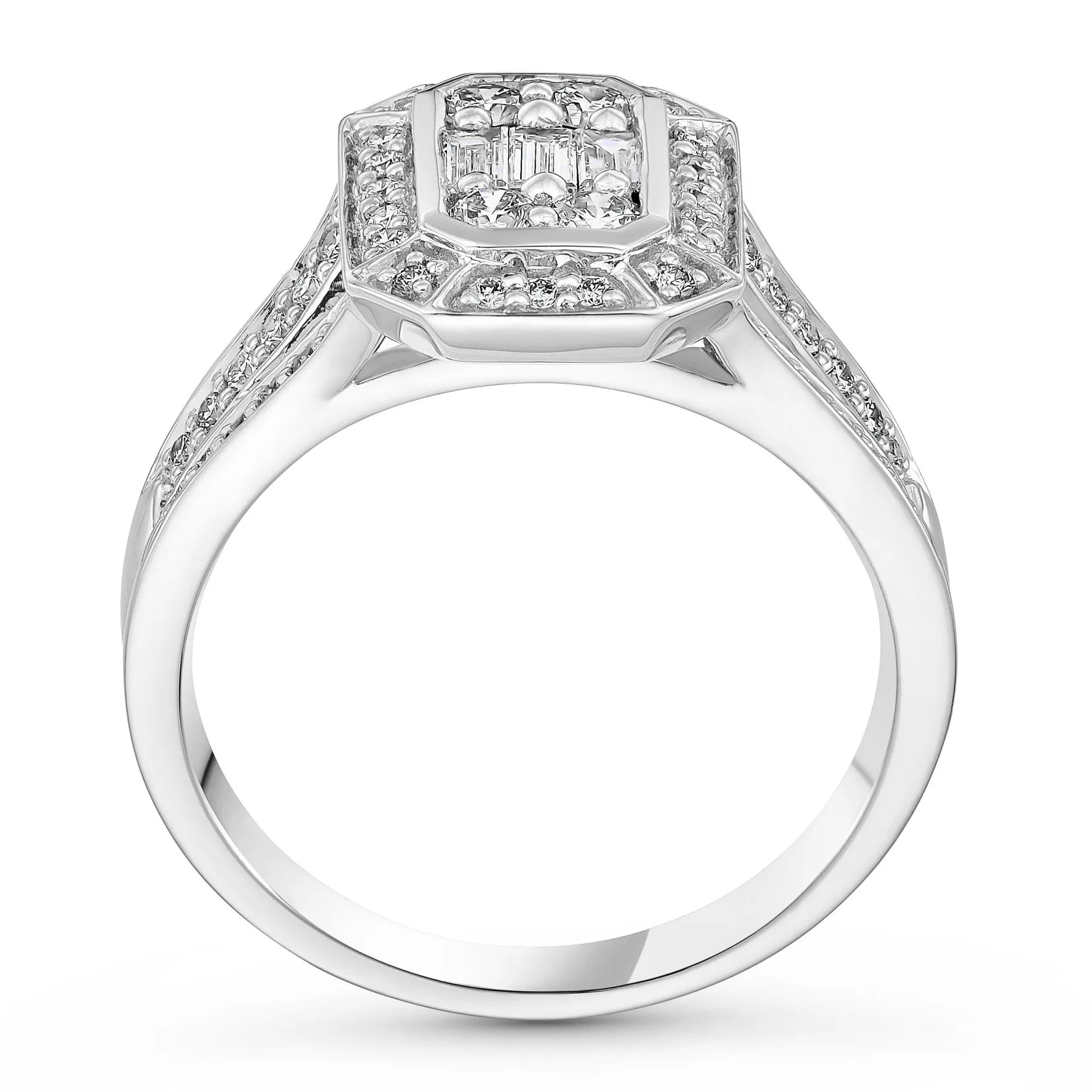 Beaverbrooks Platinum Diamond Cluster Engagement Ring