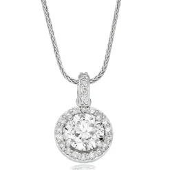 Beaverbrooks Platinum Diamond Halo Pendant