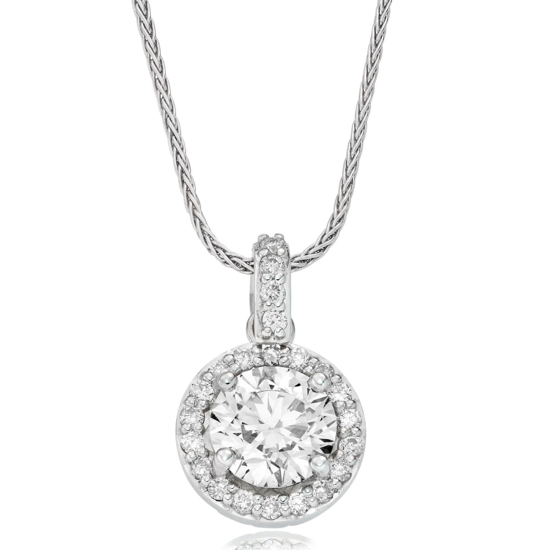 Beaverbrooks Platinum Diamond Halo Pendant