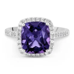 Beaverbrooks Platinum Diamond Amethyst Ring