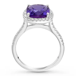 Beaverbrooks Platinum Diamond Amethyst Ring