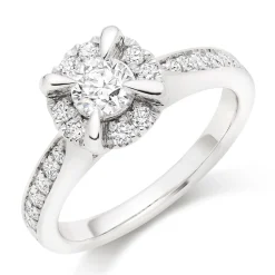 Beaverbrooks Platinum Diamond Cluster Halo Ring