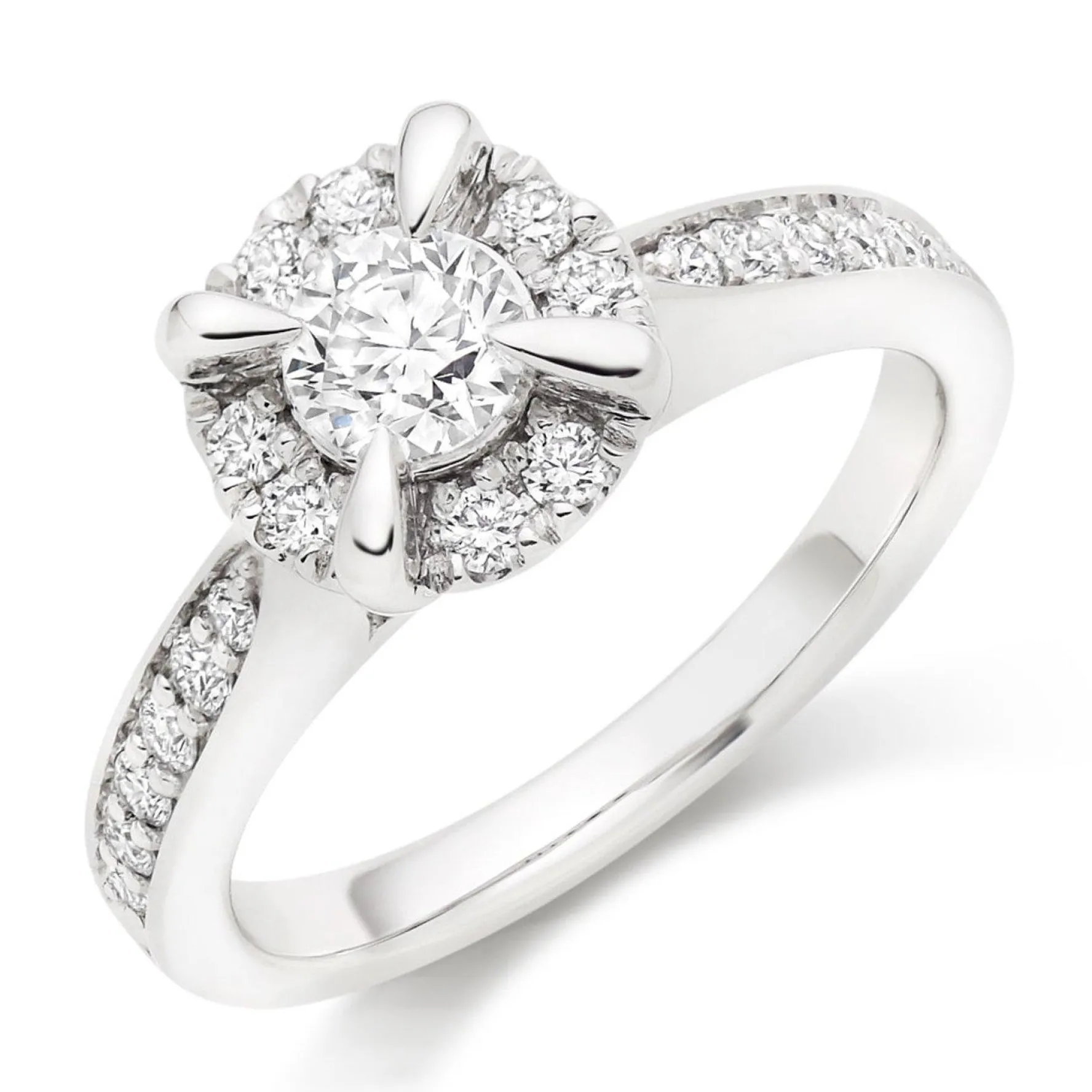 Beaverbrooks Platinum Diamond Cluster Halo Ring