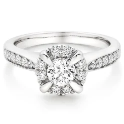 Beaverbrooks Platinum Diamond Cluster Halo Ring