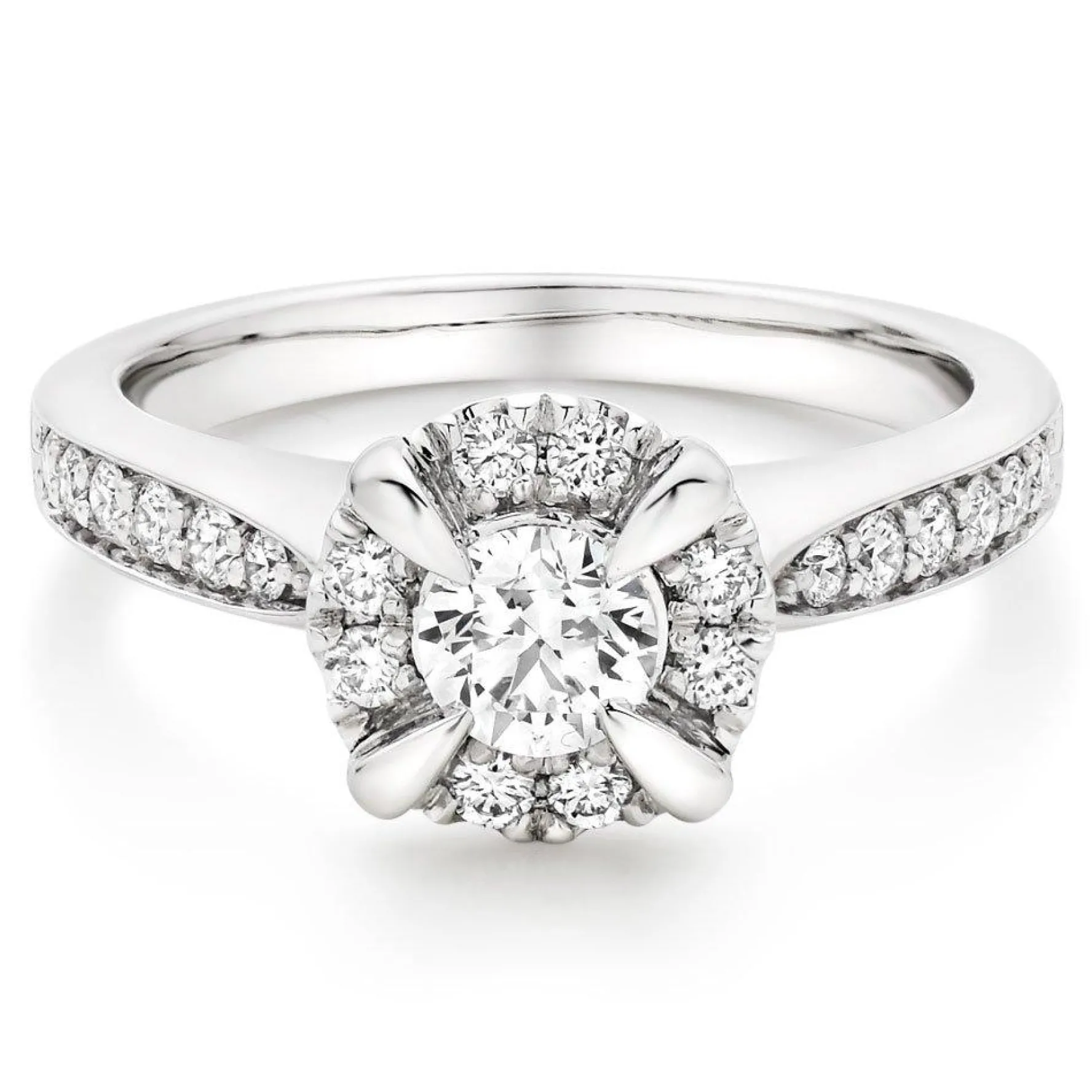 Beaverbrooks Platinum Diamond Cluster Halo Ring